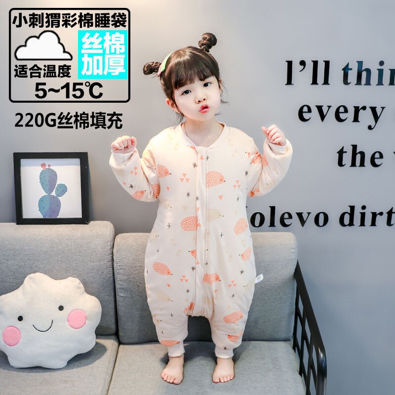Baby sleeping bag spring and autumn thin cotton newborn baby spring baby spring pajamas anti kick by thin four autumn and winter