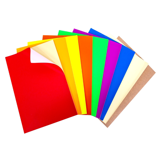 A4彩色不干胶标签打印纸切割喷墨激光条码纸混色红色橙色黄色绿色紫色蓝色粉色书写广告贴纸背胶空白办公室a4