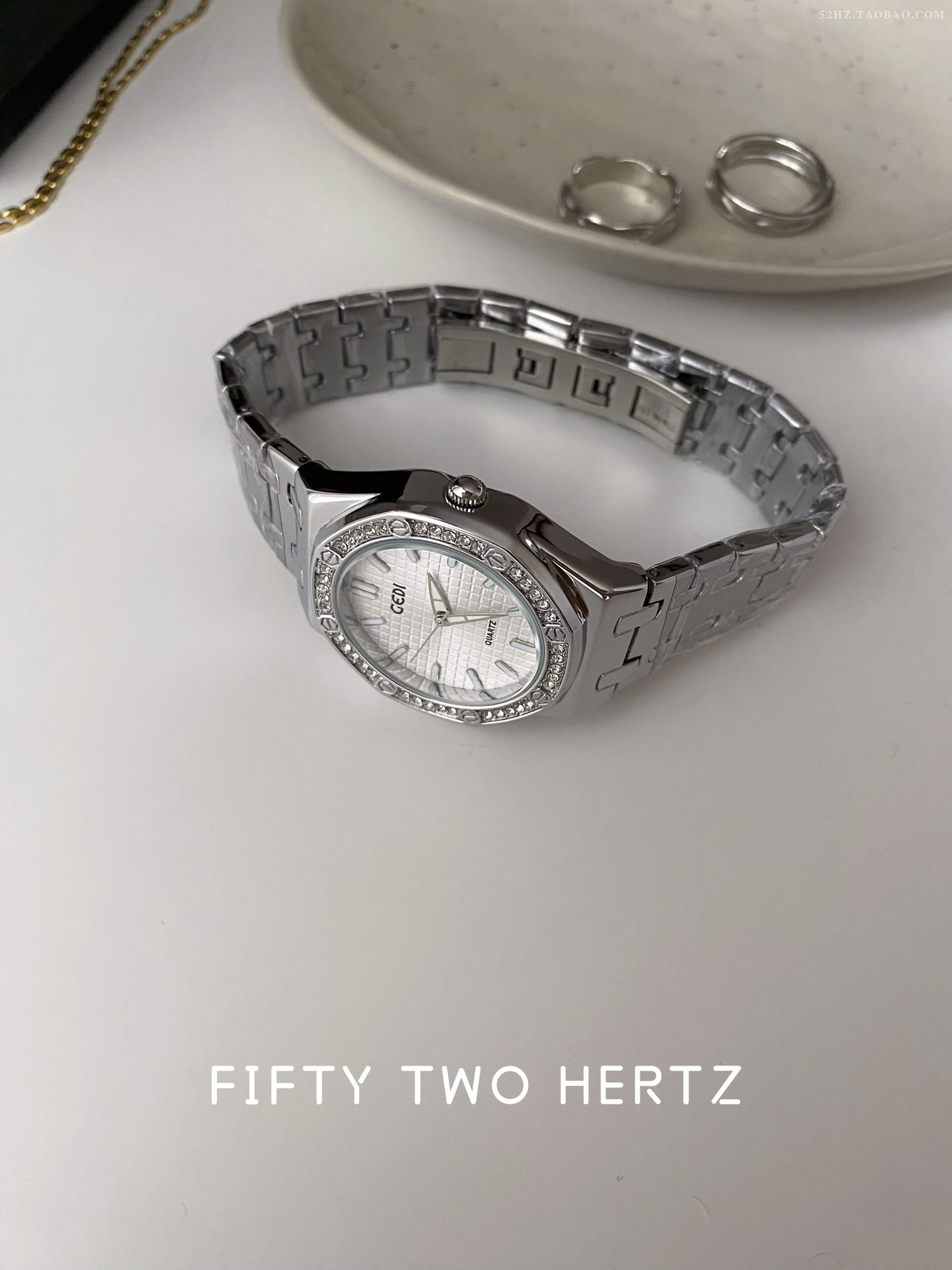 Relógio de quartzo feminino elegante com pulseira de aço_voghion.com