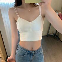 In Han Edition Linen Linden Linden Female students Little Vest Wire Hanging Vest Female External Wears Brush Back Breath