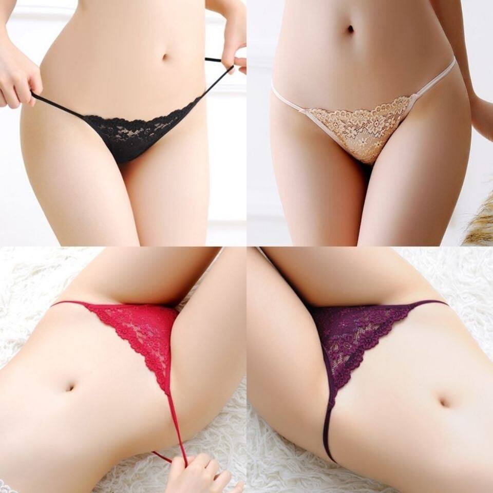 (1 2 3 4 packs) cotton Japanese sexy thong women invisible transparent real ultra-thin cotton T pants women