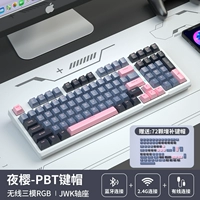 Белая ночная сакура RGB Трехмода PBT -клавиш