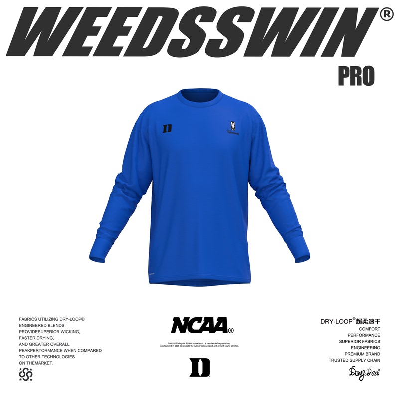Weedsswin Wild Grass Wins Ncaa Duke Thousand-Yuan-Level Gi Long-Sleeve Basketball Jersey New Sports Training Quick-Dry T-Shirt