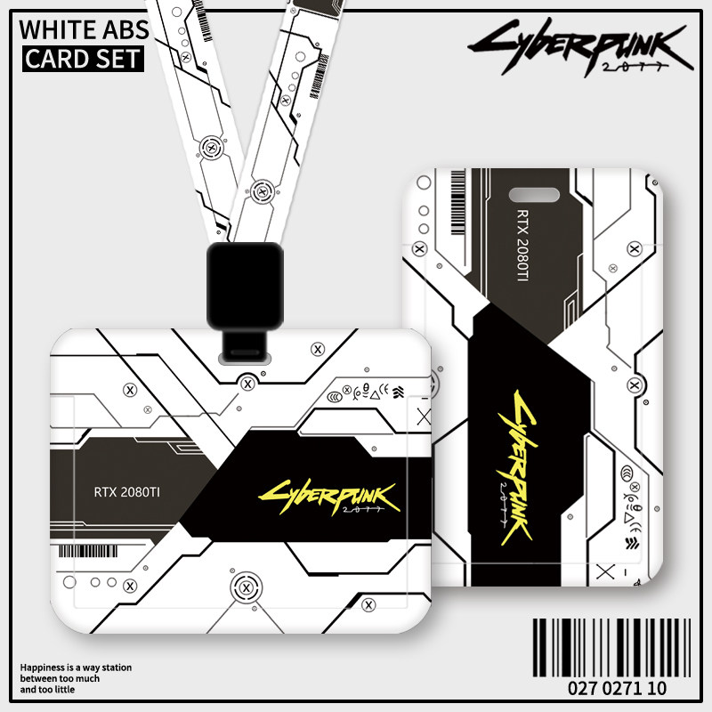 Cyberpunk style card holder, employee badge holder, cool men's personalized student meal card, campus card, access card protective cover, hard shell, semi-transparent sliding cover, employee card hanger, name tag, lanyard