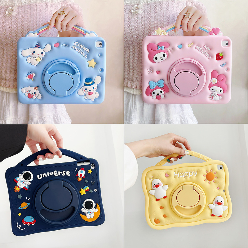 Cute Cartoon Melody and Cinnamon Dog 360-Degree Rotating Protective Case for Oppo Pad Se 11inch Tablet, Opd2417 with Pen Slot, Silicone Full-Cover Anti-Drop Soft Case