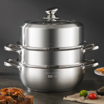 Steamer household 304 stainless steel food grade multi-layer steamer soup steamer thickened gas stove induction cooker universal 482