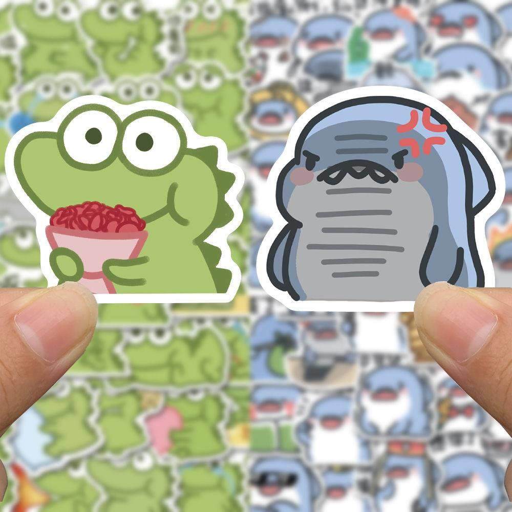 110 Matcha once fertilizer shark cartoon cute handlets decorate small stickers waterproof without repeating funny graffiti