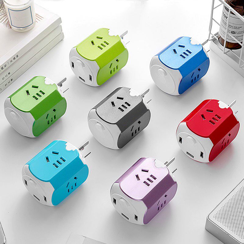 Creative multi-function cube socket one-turn multi-plug converter plug-in row home mini USB wireless row