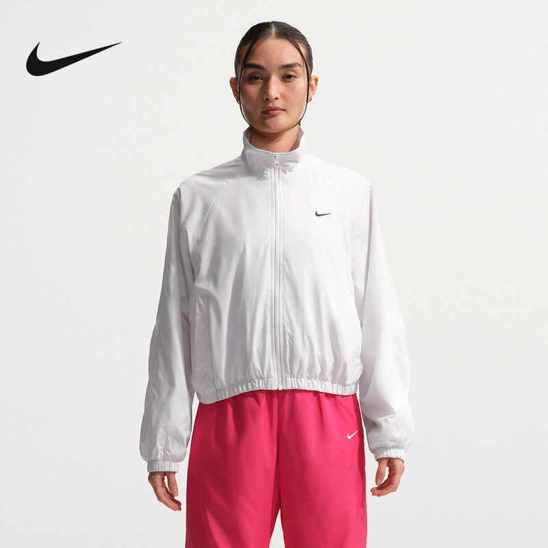 Nike Nike Summer Women's Jacket Oversize Style Embroidered Logo Loose Sports Jacket Io1474-100 Nike Nike Summer Women's Jacket Oversize Style Embroidered Logo Loose Sports Jacket Io1474-100