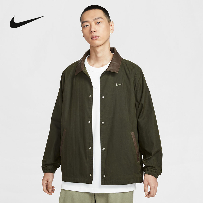 Nike Men's Coach Jacket 2026 Spring Silver Label Logo Casual Versatile Long Sleeve Shirt Iq3974-3