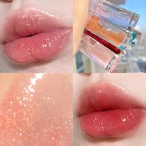 Transparent water light lip nectar with sparkling lips glazed glass lip moisturizing nourishing jelly color not stained cup rim red to bottom