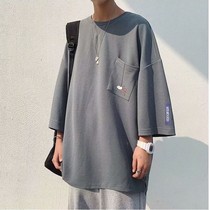 70% sleeve day system loose short sleeves 7 Sleeves t-shirt men 100 hitch summer Korean trend 80% sleeves handsome blouses