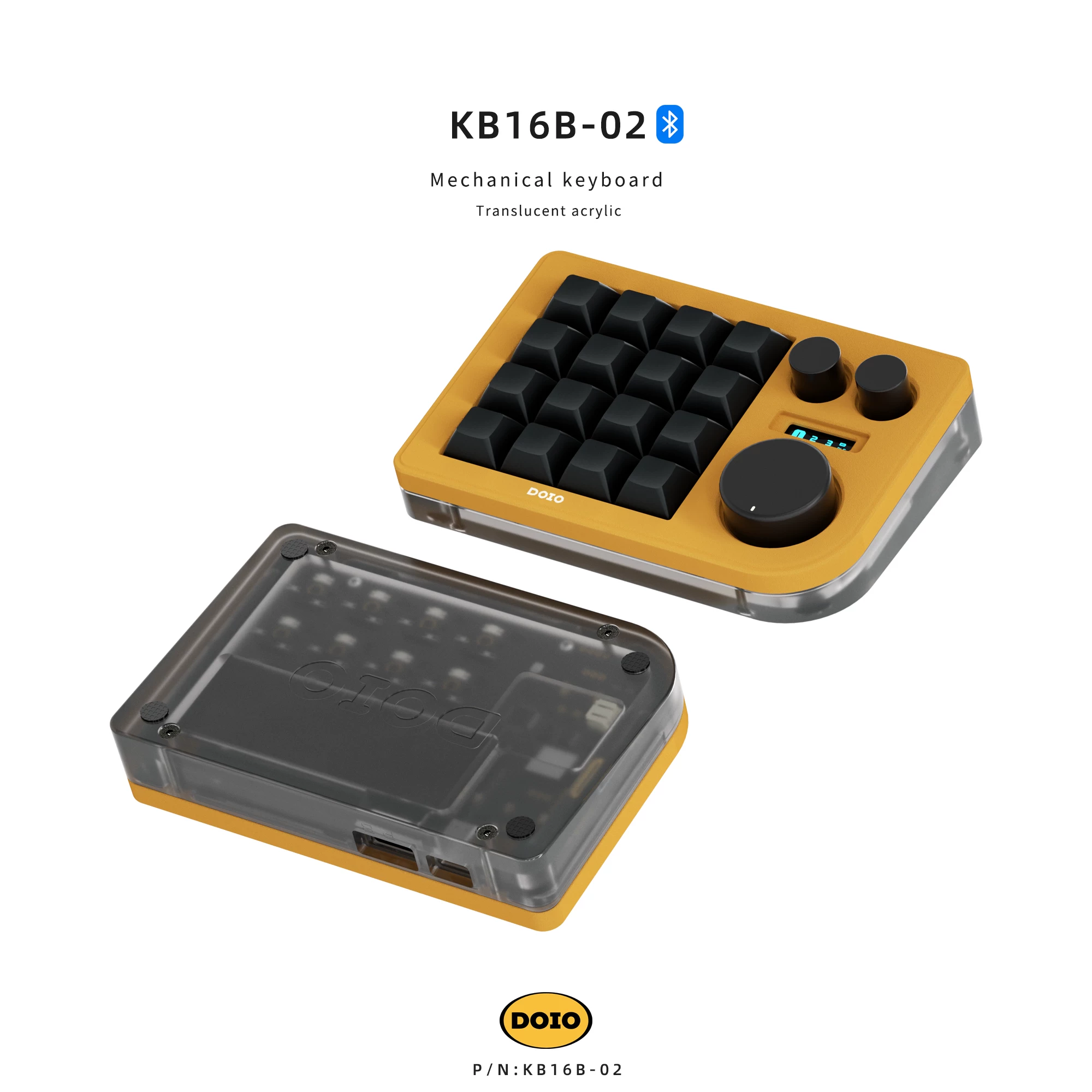 Doio 16-клавишная дизайнерская мини-клавиатура настраиваемая Bluetooth двухрежимная беспроводная механическая клавиатура KB16B-02