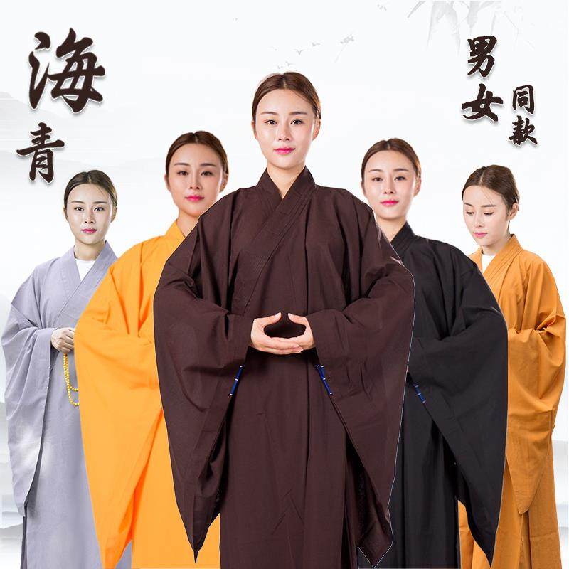 善缘梦僧服海青居士服男女台麻海清袈裟僧鞋夏季长衫禅修服
