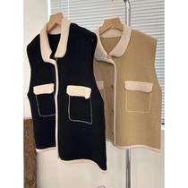 Korean velvet vest for women 2024 early spring new Korean version versatile niche design contrasting autumn vest waistcoat