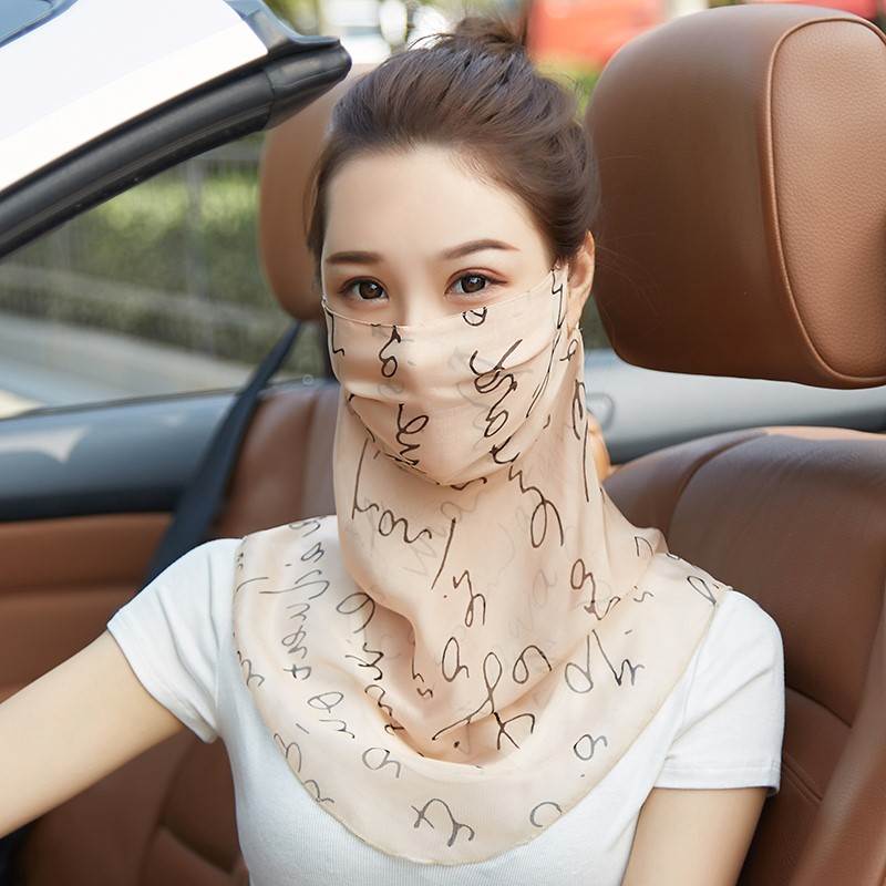 Mulberry silk sunscreen face cover with full face anti-UV face shield Women in summer driving breathable sun veil-Taobao