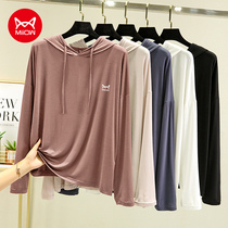 Cat person Modale even cap slats undershirt woman spring autumn new long sleeve T-shirt big code sweatshirt loose and thin blouse summer