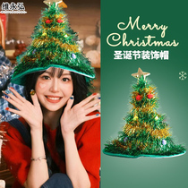 Santas hat Christmas luminous hat bar mall scene layout small Christmas tree creative props