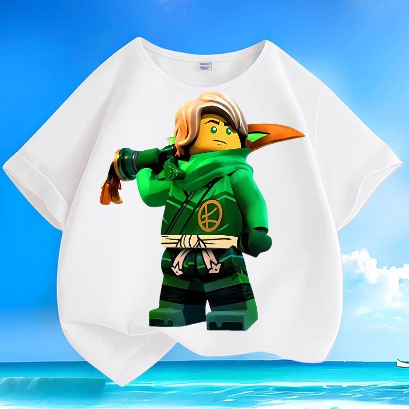 Ninjago Lego Summer Pure Cotton Short-Sleeved Round-Neck Loose Top T-Shirt for Men and Women, Small, Medium and Large Kidsren, Casual and Trendy