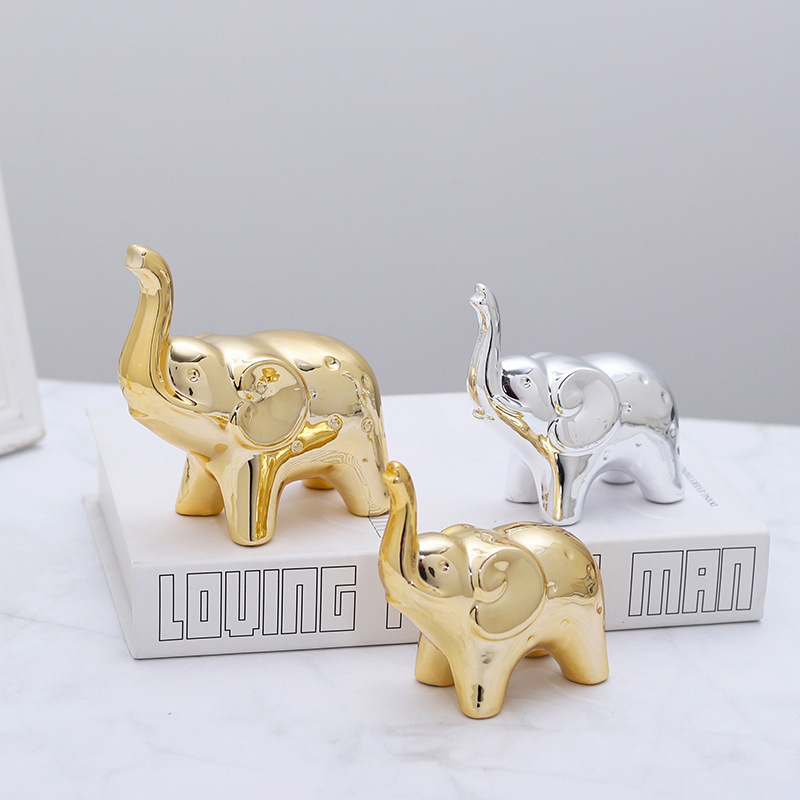 Ceramic Elephant Cross-Border New Product Fortune-Attracting Craft Ornament Elephant Animal Desktop Entrance Table Decoration Gift