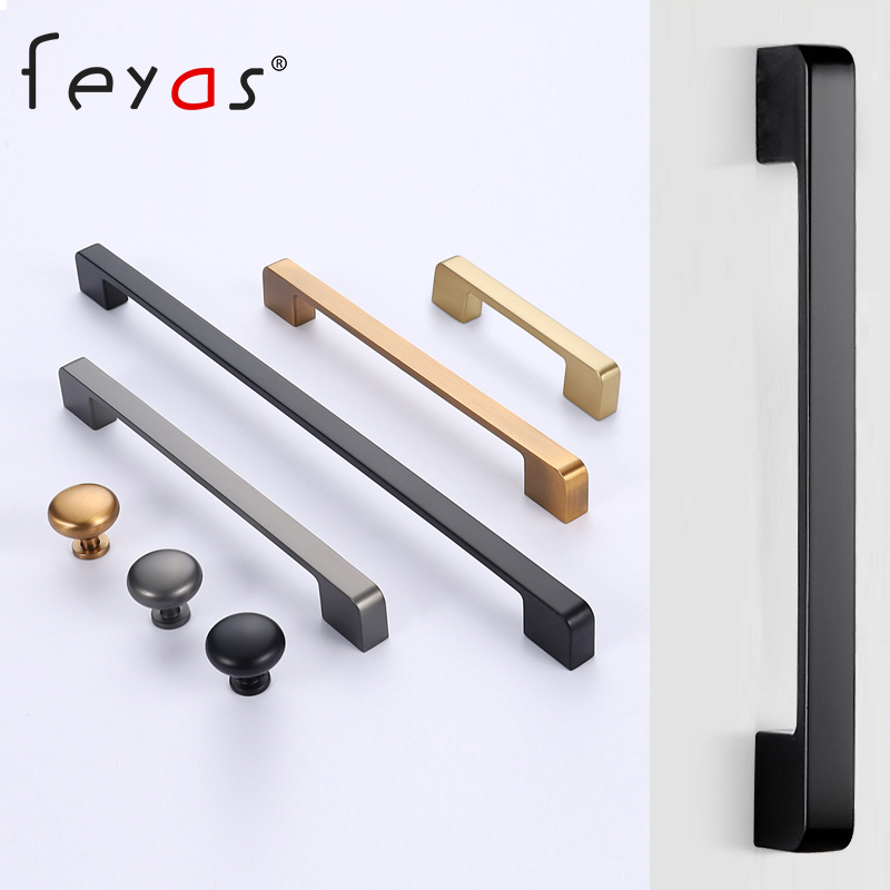 Modern minimalist wardrobe handle black extended overall cabinet door handle American cabinet drawer single hole small handle