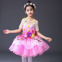 New Years Day childrens flower costumes opening dance hello flower dance costumes cute girls tutu skirt performance costumes