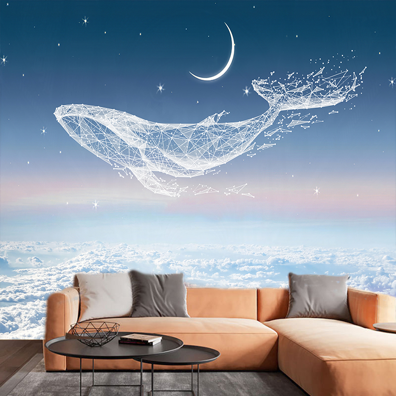 3D Simple Nordic Bamboo Wood Fiber TV Sofa Background Wall Panel Atmospheric Abstract Shark Bedroom Quick Install Gusset