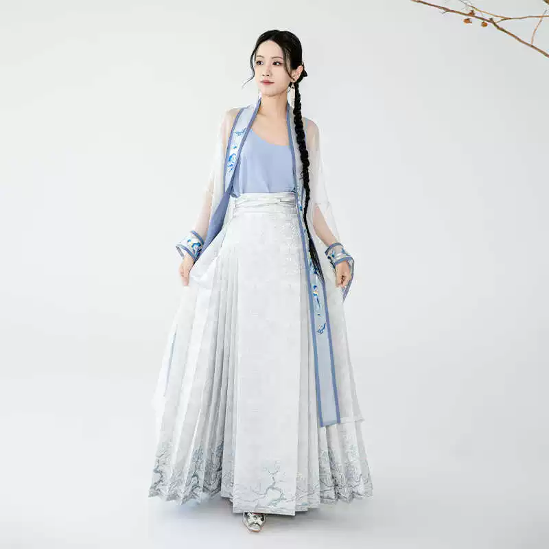 Пыльно-снежное собрание [Snow Tree] 2025 Новое Ming Сделано Золотой Лошадь Лицо Юбка Женская Оригинальная Новая Китайская Стиль Национальный Стиль Юбка