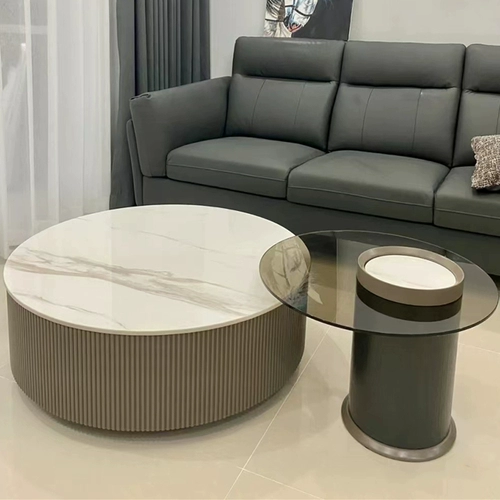 Легкий роскошный дом гостиной журнальный столик небольшая квартира скандинавская каменная тарелка Круглу