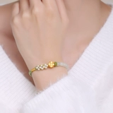 Золотой браслет из нефрита на день Святого Валентина, четырехлистный клевер