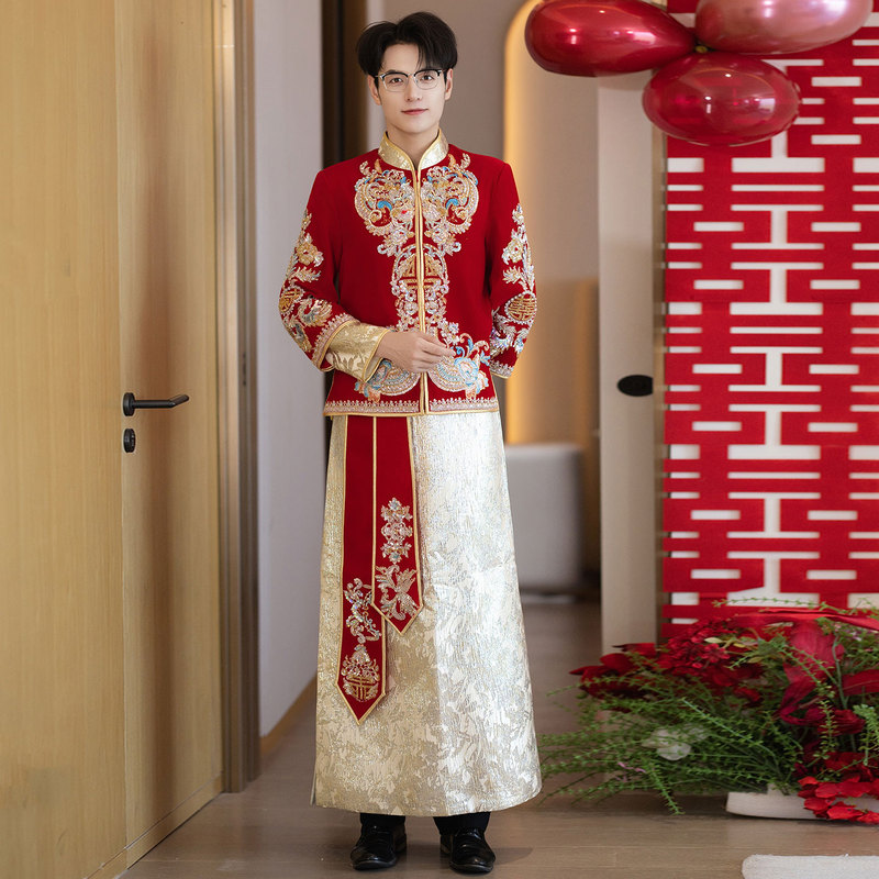 Groom's Wedding Xiuhe Suit, High-End 2026 New Style Formal Dress, Chinese-Style Wedding Reception Suit, Plus Size Tang Suit for Men Groom's Wedding Xiuhe Suit, High-End 2026 New Style Formal Dress, Chinese-Style Wedding Reception Suit, Plus Size Tang Suit for Men