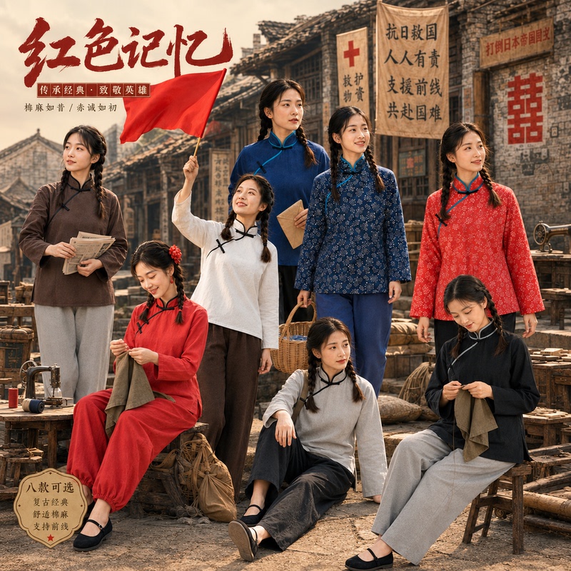Rural Village Girl Costume, Ah Qing's Performance Outfit, Republic of China Floral Dress, Women's Clothing, Old Society Villager Clothing, Liu Hulan Rural Village Girl Costume, Ah Qing's Performance Outfit, Republic of China Floral Dress, Women's Clothing, Old Society Villager Clothing, Liu Hulan