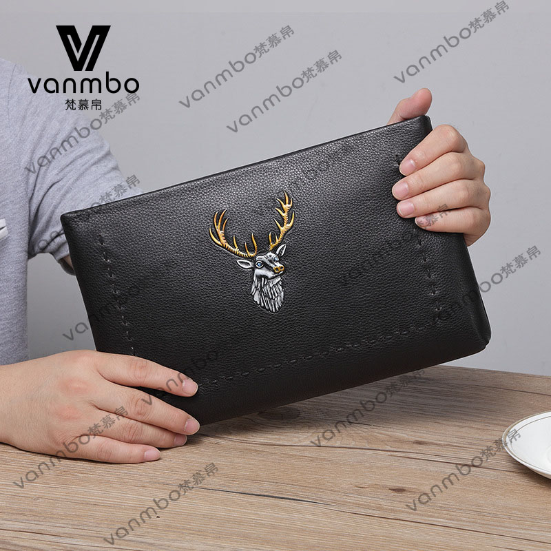 Handbags Men Genuine Leather 2022 New Leather Clip Men's Pure Bull Leather Handbag Large Capacity Business Casual Handbag