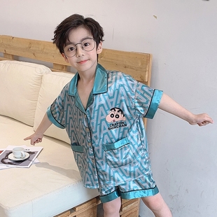 男童夏季冰丝短袖睡衣