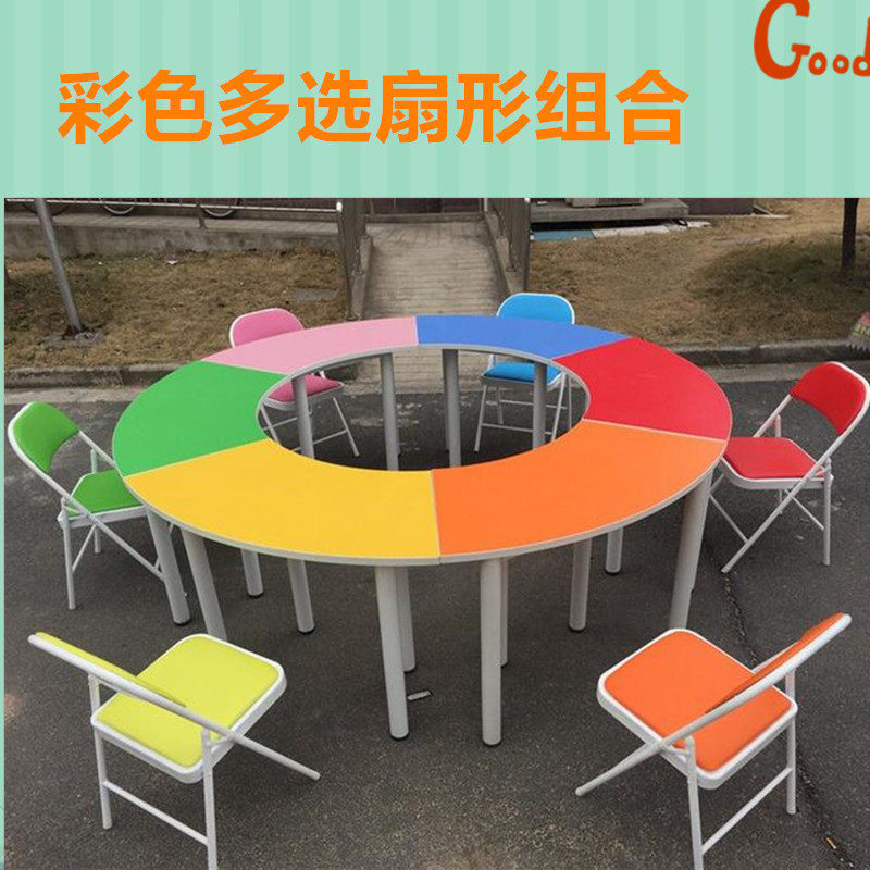 Student Hexagon Table Computer Desk Smart Classroom Trapezoidal Sector Combination Splicing Table Hexagon Table Reading Class Table And Chairs