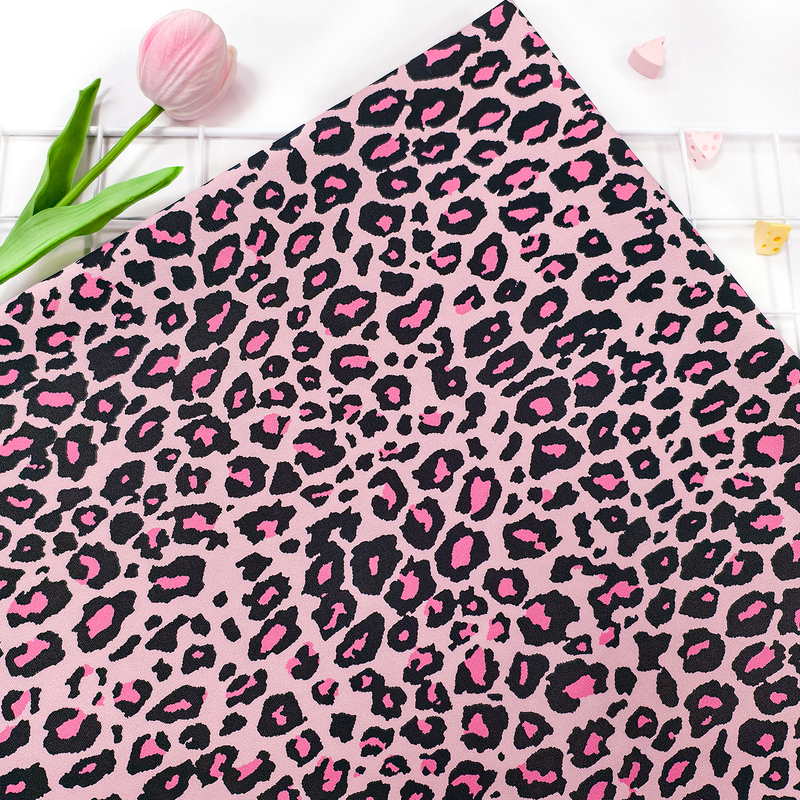 Pink Leopard Print 8-Ounce Fine Canvas Fabric Pure Cotton 8-Ounce Pure Cotton Sofa Cover Fabric Handmade DIY