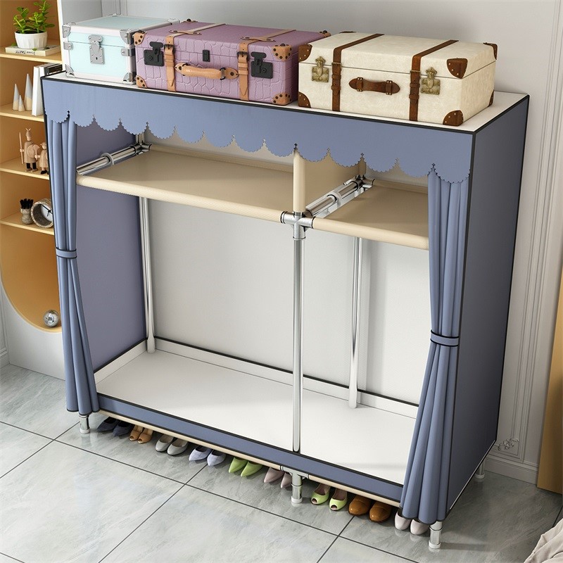 Simple wardrobe doorless home bedroom room small apartment explosion-saving air-saving girl apartment 2021 new style about modern