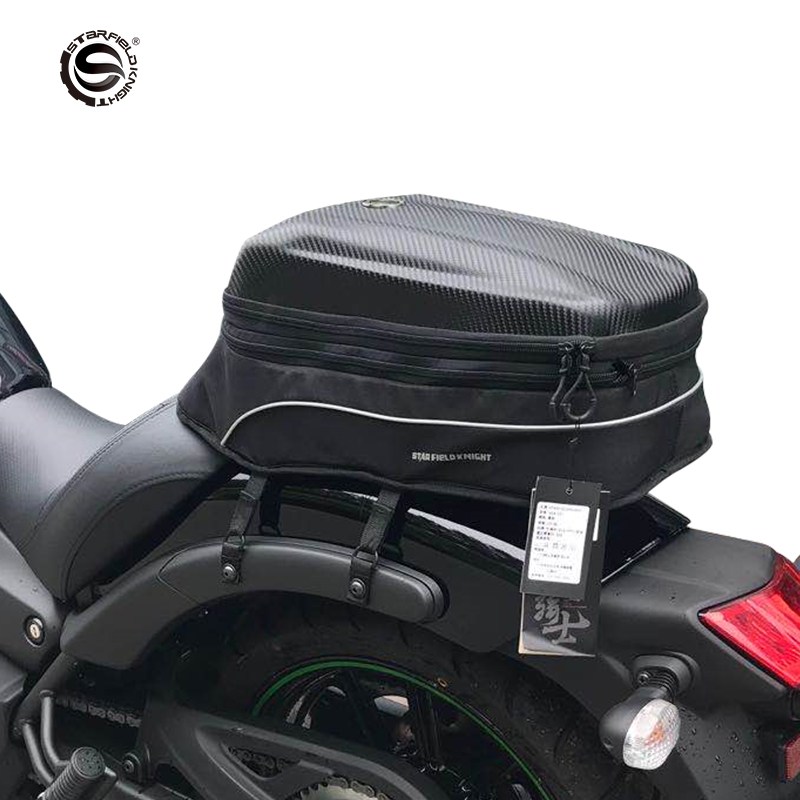 Star Knight motorcycle rear seat bag expansion capacity full helmet hard shell bag protective wear-resistant backpack waterproof tail bag