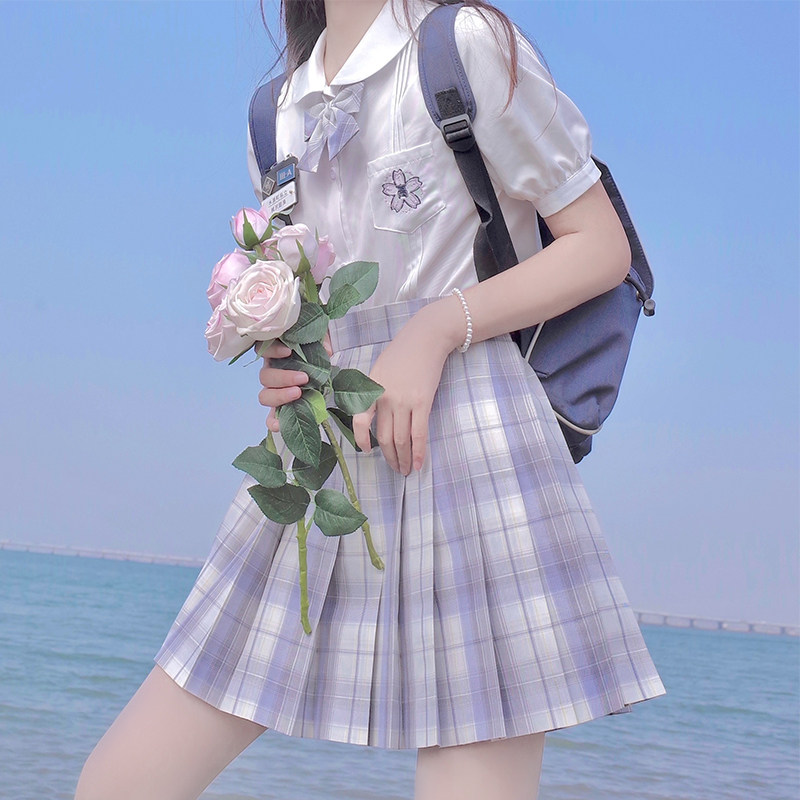 (Petal Season) One Foot Original JK Uniforms All-match School Supply Round Neck Maru Front Summer Student Short Sleeve Shirts