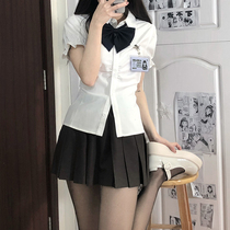 5-10 night 8 points (moonlight) feet between feet JK original school brother-in-law Han style cashew waist summer display slim short sleeve shirt