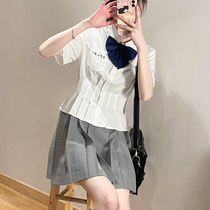Feet-feet JK Original (schoolgirl shirt) Thunderfoot collection waist design Slim Uniform Pure Color Square Collar Short Sleeve Shirt