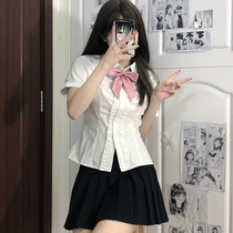 (Wind Bells) Feet-foot JK Original school brother-in-law pure desire to wind Korean style close-back short sleeve shirt