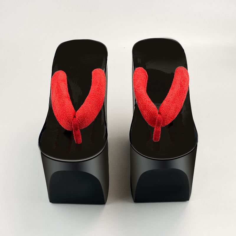 Replacement Wooden Clogs for the Battle in Edo Castle, Demon Blade Ssr Onmyoji Character, Divine Punishment Light Cosplay Shoes, 10cm Heel Height, Thick-Soled Straw Clogs