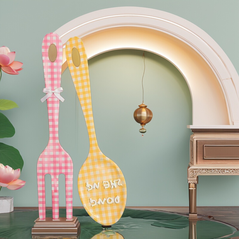 Bakery Shop Window Display Giant Cutlery Set Knife Fork Spoon Ornaments Cream Style Photo Props Wedding Dessert Table Decoration Bakery Shop Window Display Giant Cutlery Set Knife Fork Spoon Ornaments Cream Style Photo Props Wedding Dessert Table Decoration