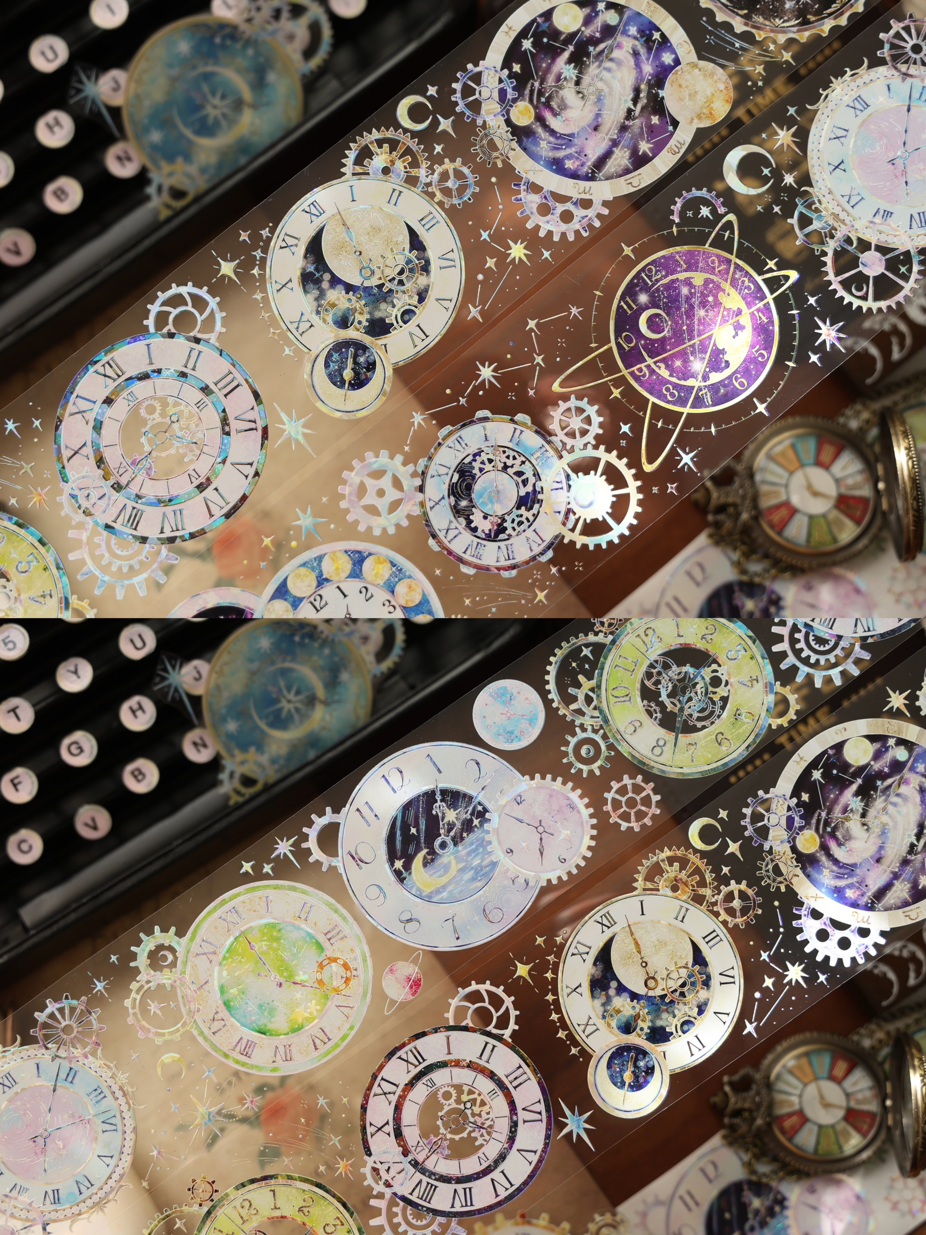 贝壳光 钟表齿轮 6cm×5m 海外マスキングテープ　時計 歯車 壹洱 yier 文創 第 16 期新作【時計の歯車】マスキングテープ 貝殻光