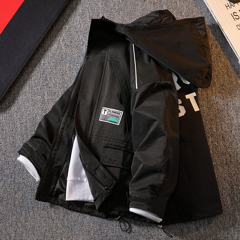 Boys' autumn jacket 2022 new middle and big children's fried street boys Korean children's spring and autumn hooded jacket trend