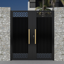 Customized villa courtyard gate modern minimalist style aluminum art electric gate yard wall door double-open stainless steel courtyard