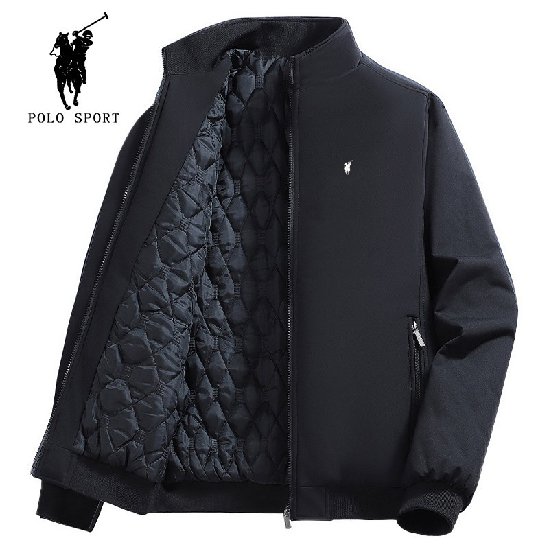 Polo Sport2025 New Cotton-Padded Thickened Jacket Men's Autumn and Winter Trendy Stand-Up Collar Warm Cotton Coat