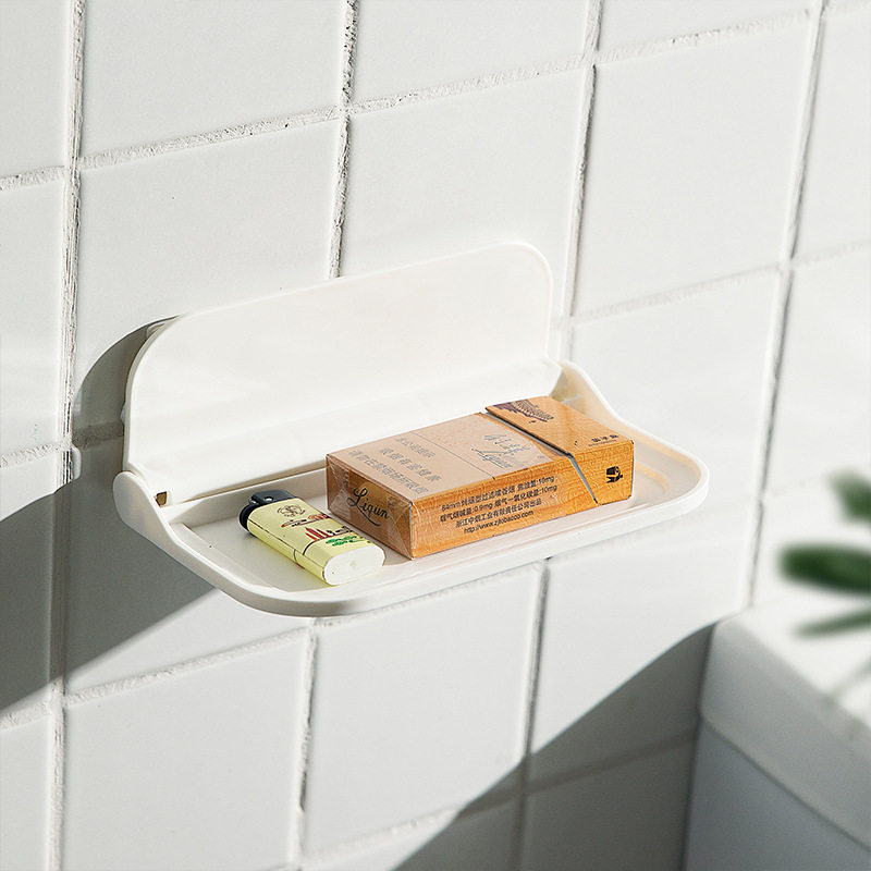 Simple wall-mounted folding board bathroom large towel bathrobe storage rack free punch powder room rack mobile phone rack