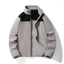 New cold-proof and warm fleece jacket for men and women the same color-blocked polar fleece single coat outdoor winter warm jacket